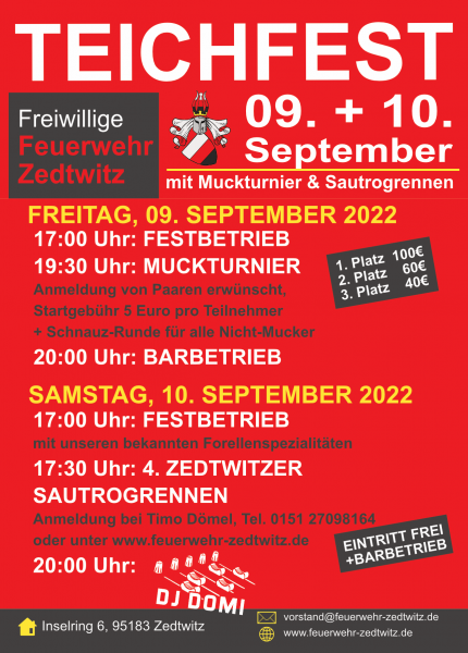 Flyer Teichfest 2022 Feuerwehr Zedtwitz